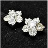 Image 3 : 93) 14K WHITE GOLD FLOWER STUD DIAMOND EARRINGS,