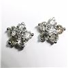 Image 4 : 93) 14K WHITE GOLD FLOWER STUD DIAMOND EARRINGS,