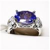Image 2 : 86) 10K WHITE GOLD TANZANITE AND DIAMOND RING,