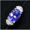 Image 4 : 86) 10K WHITE GOLD TANZANITE AND DIAMOND RING,
