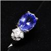 Image 5 : 86) 10K WHITE GOLD TANZANITE AND DIAMOND RING,