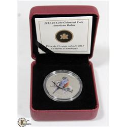2013 25 CENT AMERICAN ROBIN COLOURED COIN