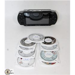 PSP CONSOLE WITH 9 GAMES, HARD CASE - NO CORDS.