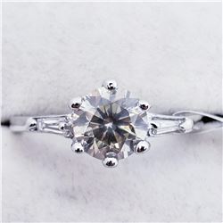 74) 10K WHITE GOLD FANCY CUT DIAMOND RING,