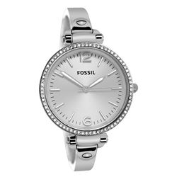 NEW FOSSIL WATCH W/WHITE CRYSTAL BEZEL/ST.STEEL