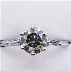 75) 10K WHITE GOLD LIGHT YELLOW DIAMOND RING,