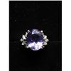 Image 3 : 78) 14K WHITE GOLD TANZANITE & DIAMOND RING,