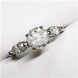 79) 14K WHITE GOLD FANCY CUT DIAMOND RING,