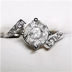 80) 10K WHITE GOLD DIAMOND RING,