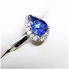 Image 2 : 81) 14K WHITE GOLD TANZANITE & DIAMOND HALO RING,