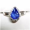 Image 3 : 81) 14K WHITE GOLD TANZANITE & DIAMOND HALO RING,