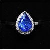 Image 5 : 81) 14K WHITE GOLD TANZANITE & DIAMOND HALO RING,