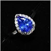Image 6 : 81) 14K WHITE GOLD TANZANITE & DIAMOND HALO RING,