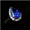 Image 7 : 81) 14K WHITE GOLD TANZANITE & DIAMOND HALO RING,