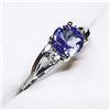 Image 1 : 82) 10K WHITE GOLD TANZANITE AND DIAMOND RING,