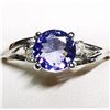 Image 2 : 82) 10K WHITE GOLD TANZANITE AND DIAMOND RING,
