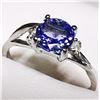 Image 3 : 82) 10K WHITE GOLD TANZANITE AND DIAMOND RING,