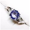 Image 4 : 82) 10K WHITE GOLD TANZANITE AND DIAMOND RING,