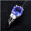 Image 5 : 82) 10K WHITE GOLD TANZANITE AND DIAMOND RING,