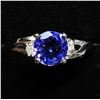 Image 6 : 82) 10K WHITE GOLD TANZANITE AND DIAMOND RING,
