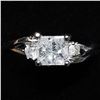 Image 4 : 83) 14K WHITE GOLD FANCY CUT DIAMOND RING,