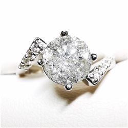 84) 10K WHITE GOLD DIAMOND RING,