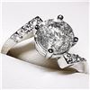 Image 4 : 84) 10K WHITE GOLD DIAMOND RING,