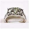 Image 2 : 85) 14K WHITE GOLD YELLOW DIAMOND RING,
