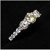 Image 5 : 85) 14K WHITE GOLD YELLOW DIAMOND RING,