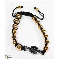 HARLEY DAVIDSON GOLD COLOR BEADED BRACELET