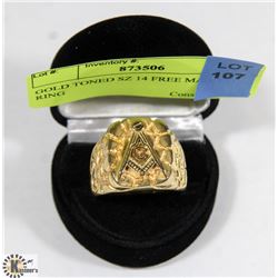 GOLD TONED SZ 14 FREE MASONS RING