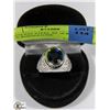Image 1 : STAINLESS STEEL SZ 10 RING WITH BLUE RHINESTONE