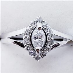 70) 14K WHITE GOLD FANCY CUT DIAMOND HALO RING,