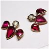 Image 2 : 68) 14K YELLOW GOLD RUBY AND DIAMOND EARRINGS,