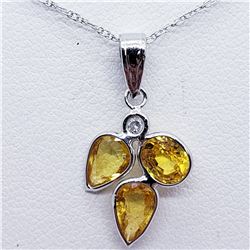 67) 14K WHITE GOLD SAPPHIRE & DIAMOND PENDANT W/