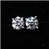 Image 3 : 60) 14K WHITE GOLD SINGLE STONE DIAMOND EARRINGS,