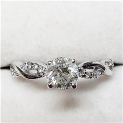 59) 14K WHITE GOLD DIAMOND RING,