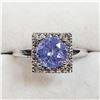 Image 1 : 58) 14K WHITE GOLD TANZANITE & DIAMOND RING,