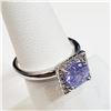 Image 4 : 58) 14K WHITE GOLD TANZANITE & DIAMOND RING,