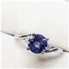 Image 2 : 56) 10K WHITE GOLD TANZANITE & DIAMOND RING,