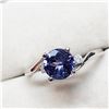 Image 3 : 56) 10K WHITE GOLD TANZANITE & DIAMOND RING,