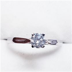 55) 14K WHITE GOLD DIAMOND SOLITAIRE RING,