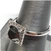 Image 4 : 54) 14K WHITE GOLD BLACK DIAMOND RING,