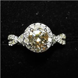 52) 10K WHITE GOLD DIAMOND HALO RING,