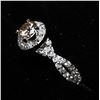 Image 2 : 52) 10K WHITE GOLD DIAMOND HALO RING,