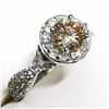 Image 3 : 52) 10K WHITE GOLD DIAMOND HALO RING,