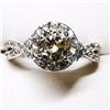 Image 4 : 52) 10K WHITE GOLD DIAMOND HALO RING,