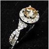 Image 5 : 52) 10K WHITE GOLD DIAMOND HALO RING,