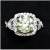 Image 1 : 51) 14K WHITE GOLD LIGHT YELLOW DIAMOND HALO RING,