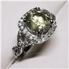 Image 2 : 51) 14K WHITE GOLD LIGHT YELLOW DIAMOND HALO RING,